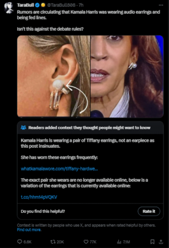 Kamala Harris’ earrings conspiracy debunked after first debate with Donald Trump