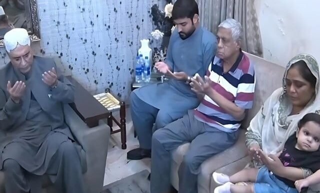 president zardari visiting the family of martyred captain muhammad ali qureshi in lahore on thursday screengrab