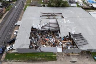 a drone view shows the junk in the trunk thrift store which suffered a roof failure and wall collapse due to the effects of hurricane francine in houma louisiana us on september 12 2024 photo reuters