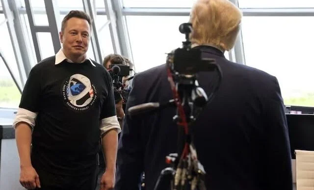donald trump and elon musk at the launch of a spacex falcon 9 rocket and crew dragon spacecraft from nasa s kennedy space center in cape canaveral florida us on may 30 2020 photo reuters