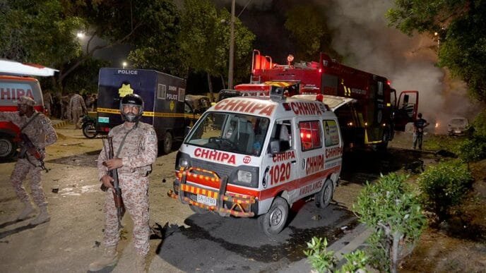 A massive blast outside Karachi Airport in Pakistan injures at least 8