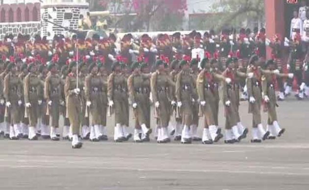 Agniveer women marching contingent participates in 77th Army Day parade