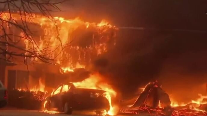 California residents flee home for second time as flames sweep in