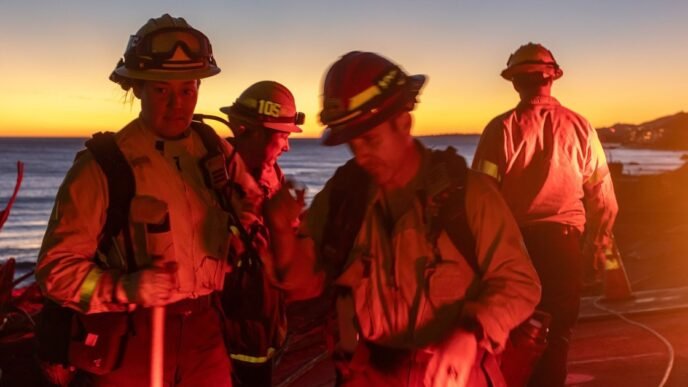 Firefighters work to control California wildfires as winds slow