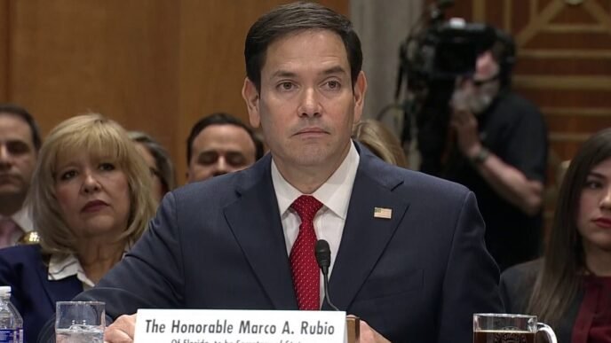 Protesters interrupt Rubio's opening statement at confirmation hearing