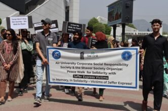 Air University students rally for peace in solidarity with Jaffar Express victims