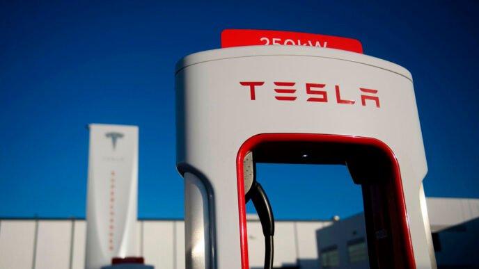 Man charged with assault at Tesla dealership after driving car at protesters