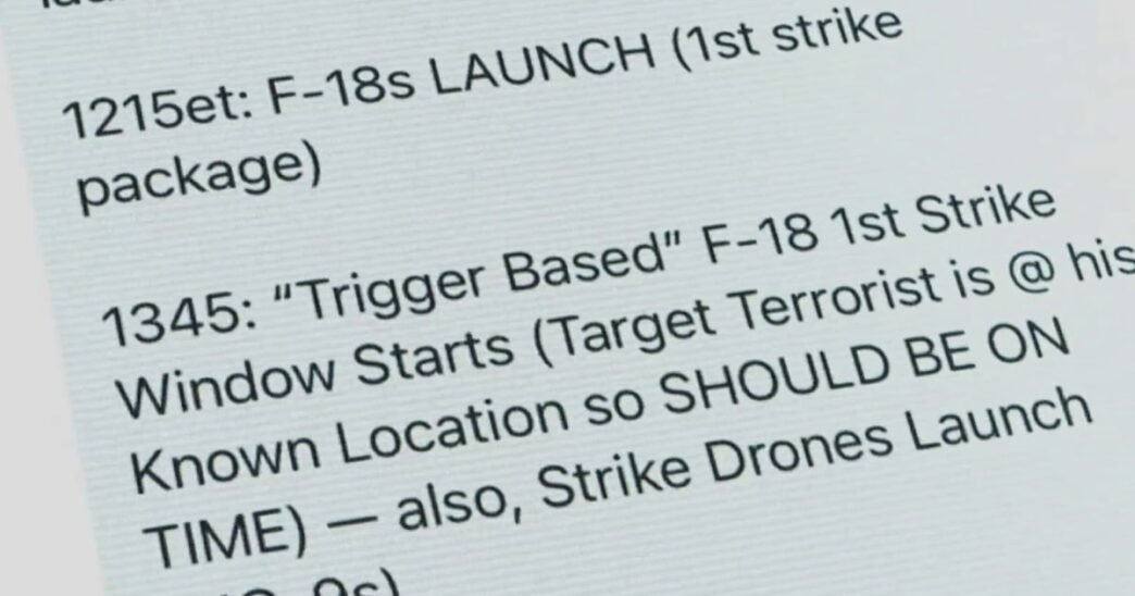 Newly revealed texts from group chat about Yemen strikes