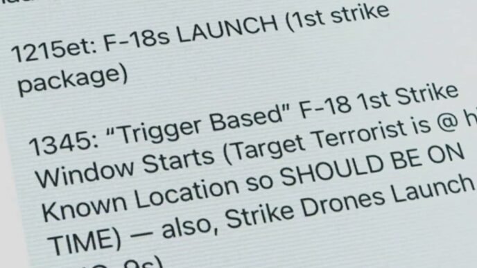 Newly revealed texts from group chat about Yemen strikes