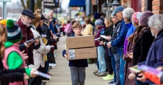 A Michigan community takes a novel approach to moving 9,100 books for shop's next chapter