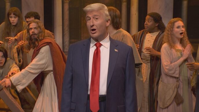 Ahead of Easter, SNL's Trump says stocks 'did a Jesus' in falling, rising and falling again