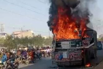 At least 11 dumpers, tankers torched in Karachi after motorcycle accident