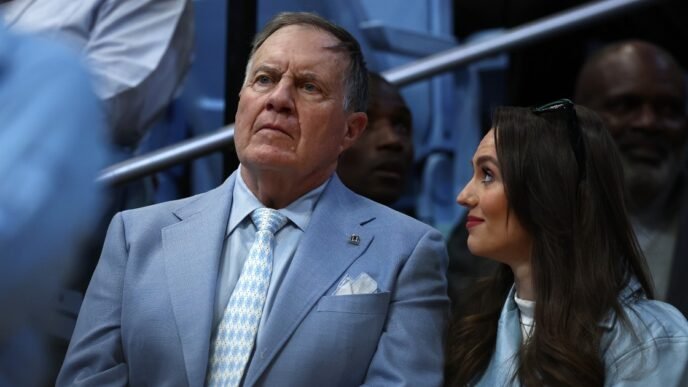 Bill Belichick's girlfriend shuts down question about how they met during interview