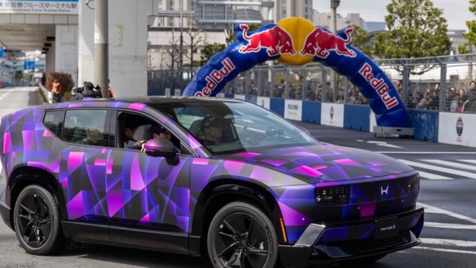 Honda's new EV brand hits road for first time in F1 spotlight
