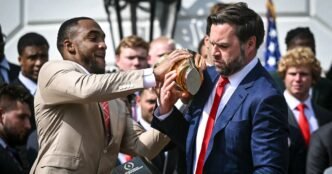 JD Vance fumbles Ohio State's championship trophy during White House visit