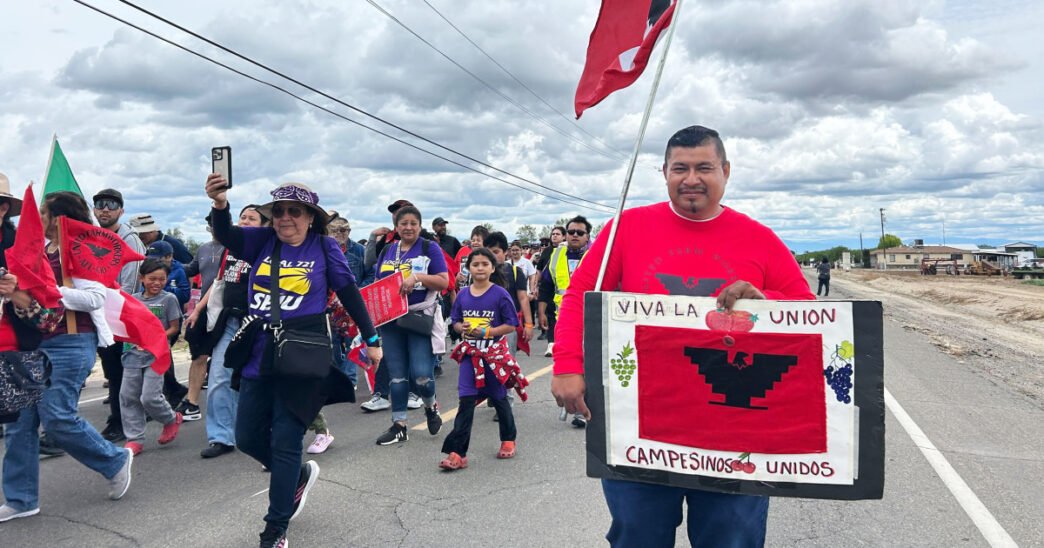 On César Chávez Day farmworkers march against ICE raids at historic Delano grape strike site