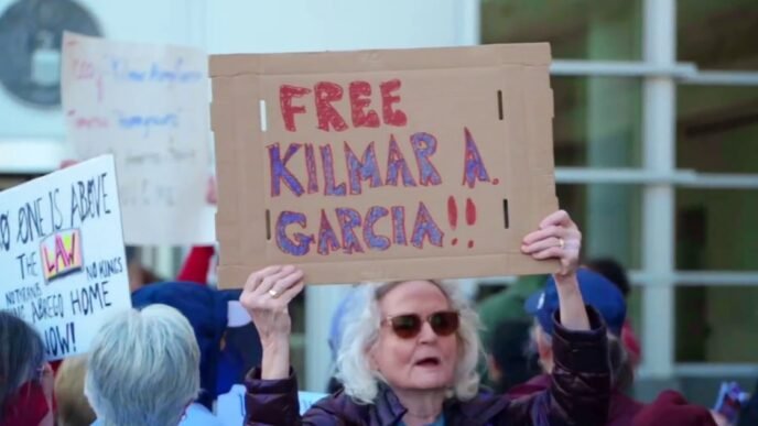 Protests interrupt town halls over Kilmar Abrego Garcia’s return