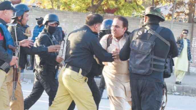 Several arrested as police and PTI workers clash near Adiala Jail