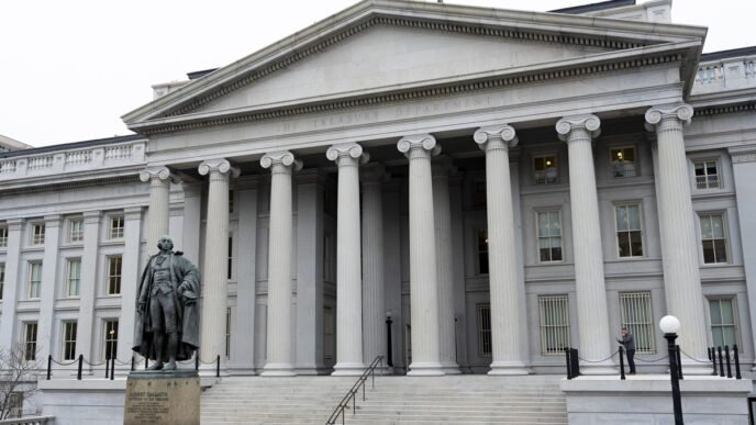 The Treasury Department building is seen, March 13, 2025, in Washington. Photo: VCG