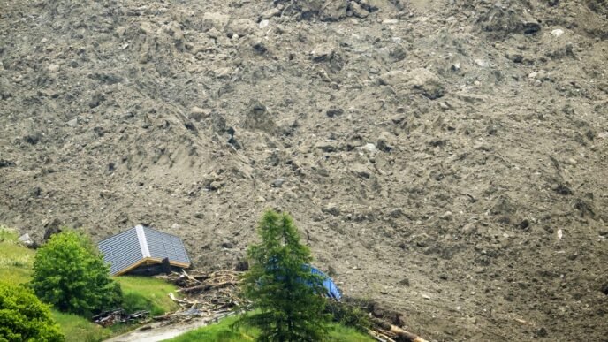 Alpine village is largely destroyed when a Swiss glacier collapses