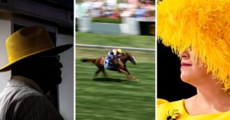 Bold colors, big hats and fast horses: Photos of the 150th Preakness Stakes