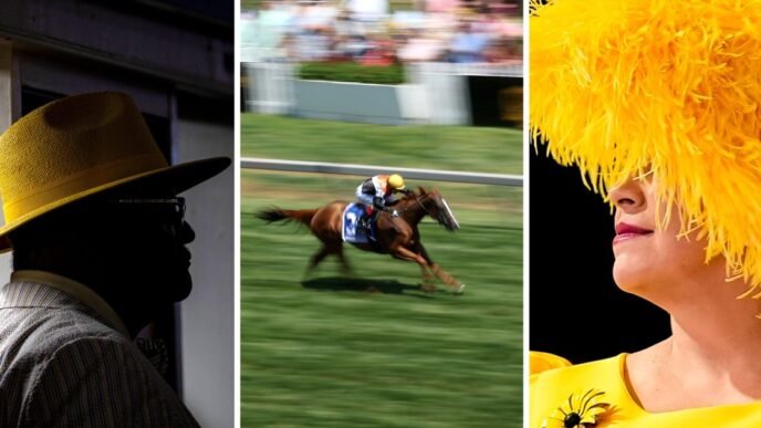Bold colors, big hats and fast horses: Photos of the 150th Preakness Stakes