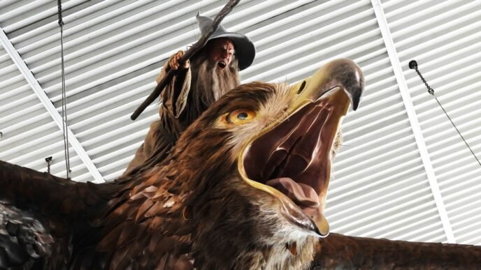 Hobbit-themed eagle sculptures to depart New Zealand airport