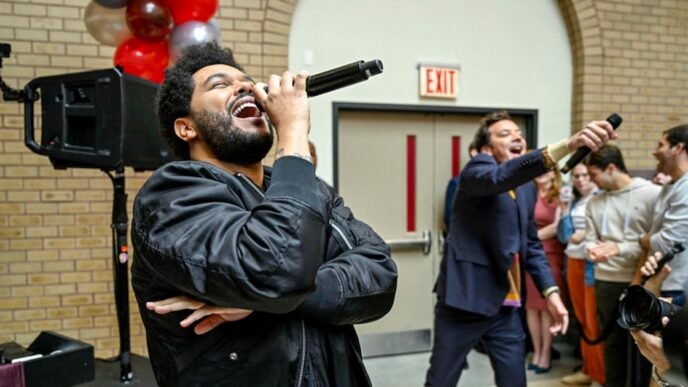 Jimmy Fallon and The Weeknd shock Fordham University grads with surprise performance