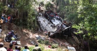 Passenger bus skids off a cliff in Sri Lanka, killing 21 people and injuring 35
