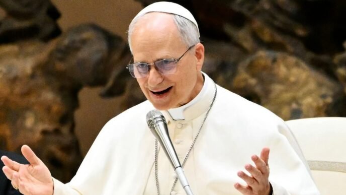 Pope Leo XIV calls for peace and press freedom in his first news briefing