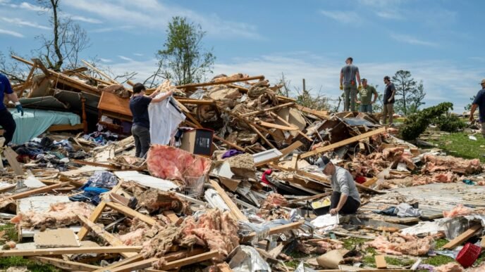 Severe storm with tornadoes hits the South while the West braces for dangerous heat