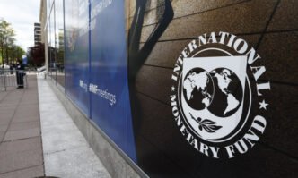 Photo taken on April 19, 2022 shows the IMF Headquarters in Washington, D.C., the United States. (Photo by Ting Shen/Xinhua)