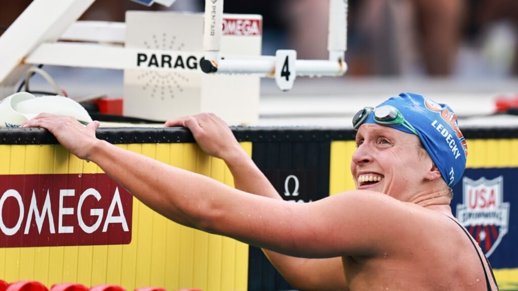 Katie Ledecky posts third-fastest time in history to open swimming nationals