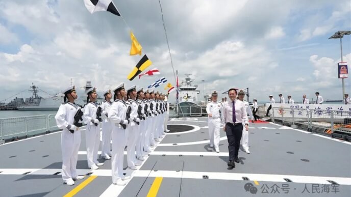 A Singaporean official boards a Chinese People