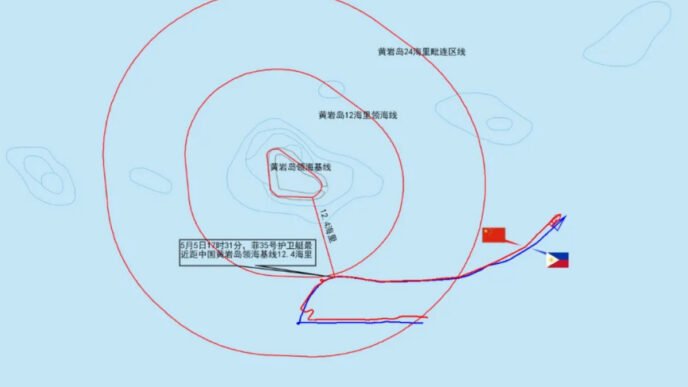 An illustration of the trail of the Philippine Corvette 35. Photo: Screenshot from the official WeChat account of the Chinese People
