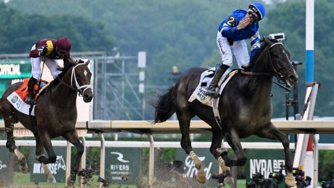 Sovereignty beats Journalism to win the Belmont Stakes at Saratoga