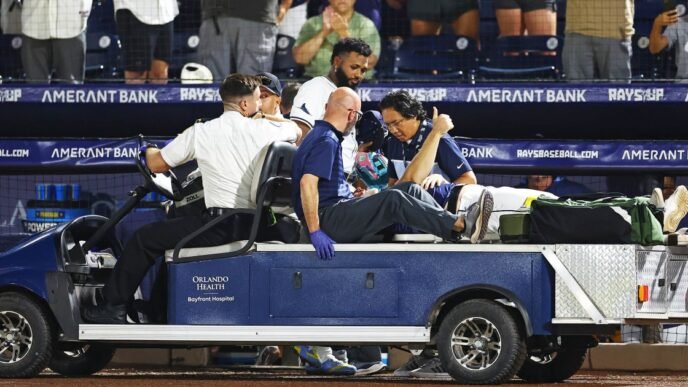 Tampa Bay Rays pitcher Hunter Bigge taken to hospital after getting hit by foul ball in dugout